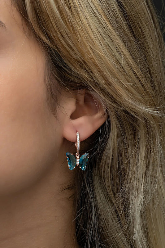 GLASS BUTTERFLY AZUL OHRRINGE