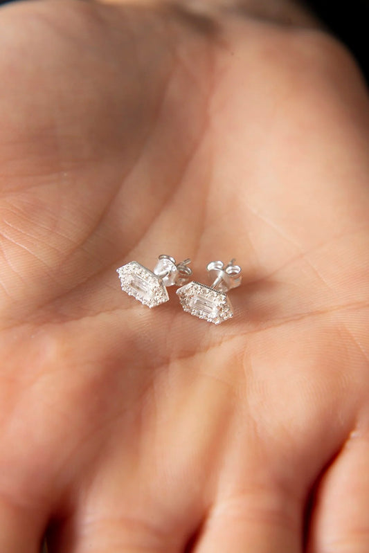 SPARKLE BAGUETTE STUD EARRINGS