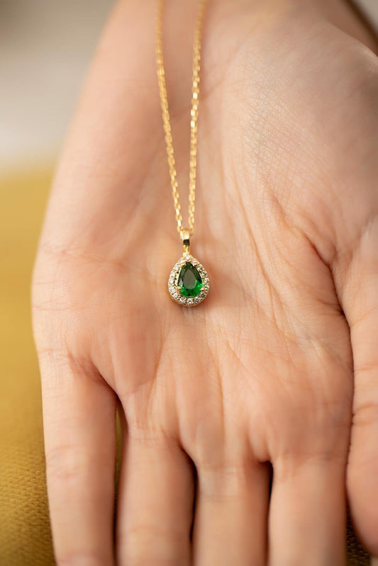 EMERALD DROP KETTE GOLD