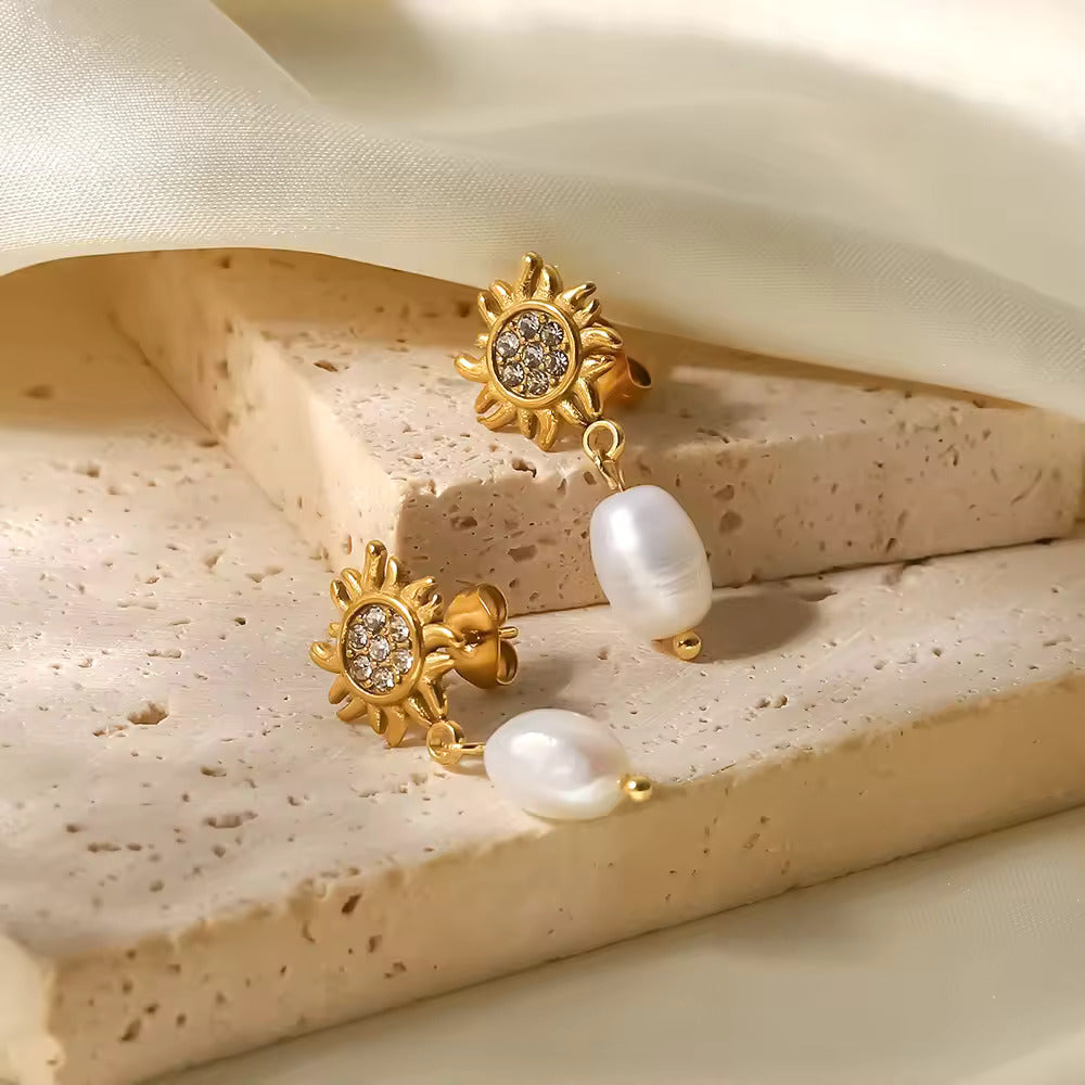 PEARLS & SUNSHINE OHRRINGE
