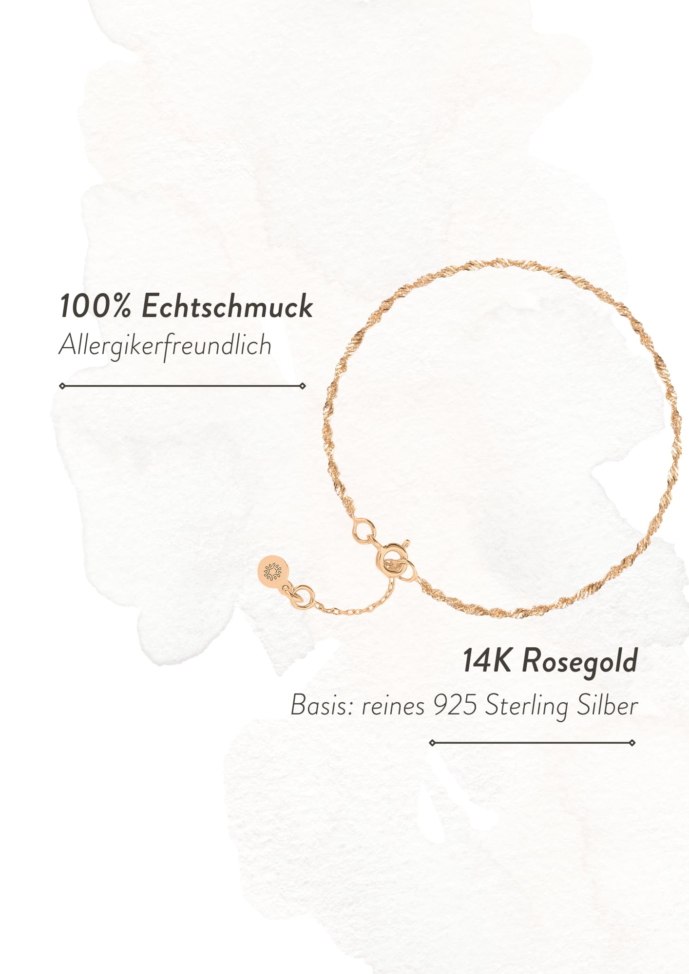 Singapur Armband 925 Sterling Silber Rosegold