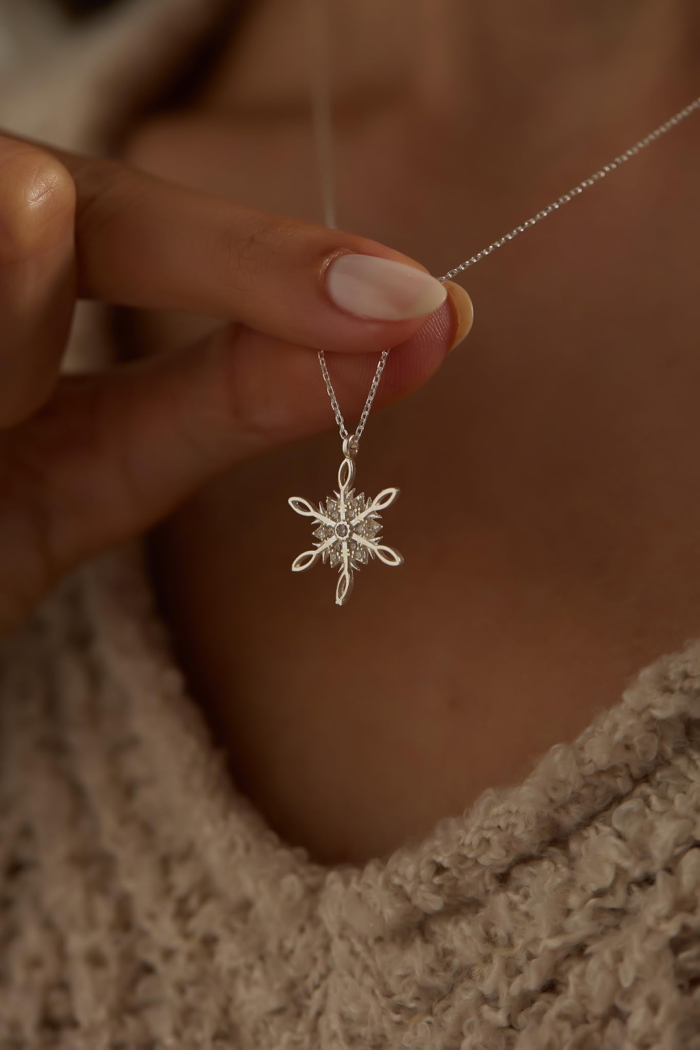Halskette Misty Schneeflocke 925 Sterling Silber