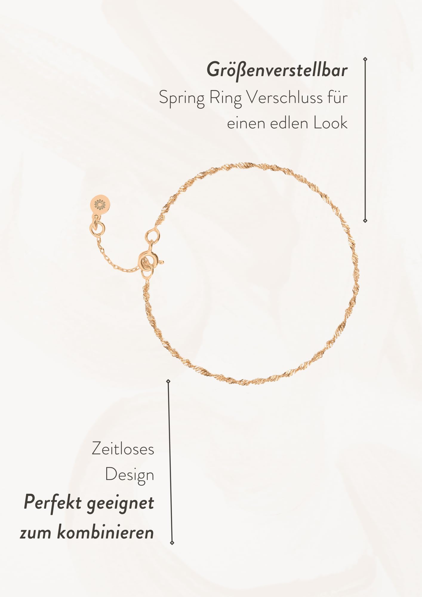 Singapur Armband 925 Sterling Silber Rosegold