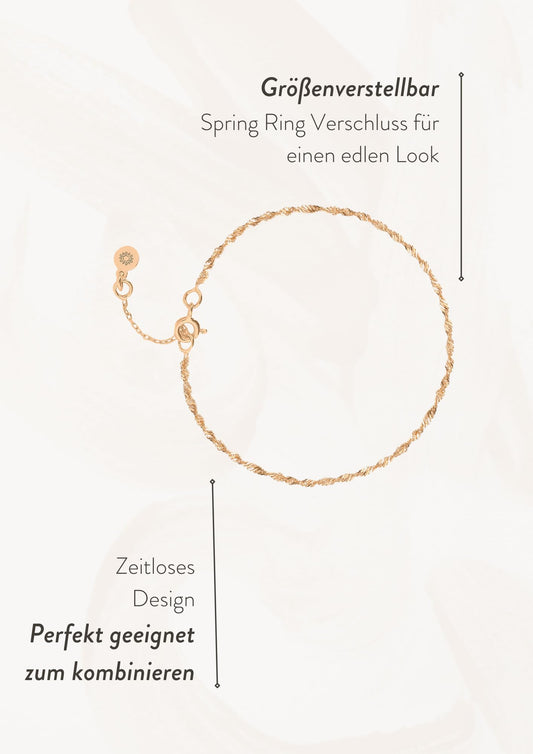 Singapur Armband 925 Sterling Silber Rosegold