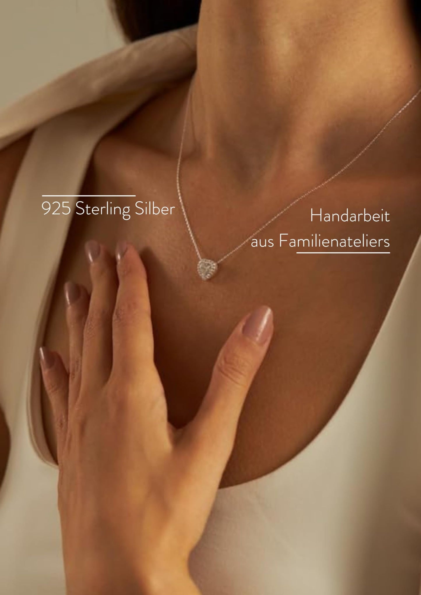 Einzelstück® Halskette mit Herz Anhänger 925 Silber I Zirkonia Herz Kristall I Damenkette I Silberkette Collier L'amour (Weißes Herz Silber Kette)